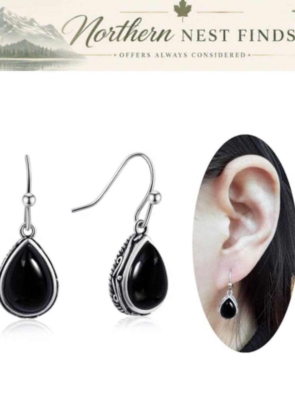 Teardrop Birthstone Dangle Earrings with Silver Hook Vintage Gemstone Drop